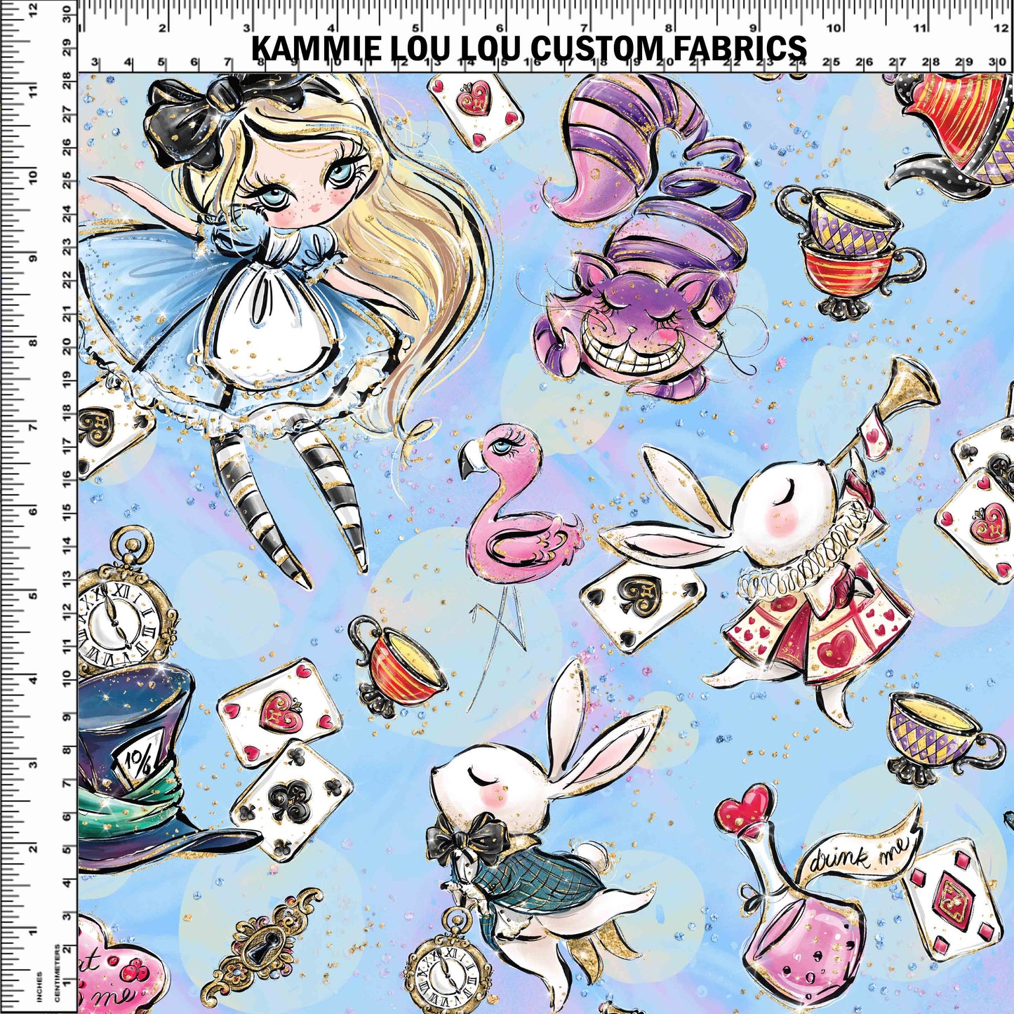 R107 Wonderland Tea Party - Main Toss -Blue Watercolor