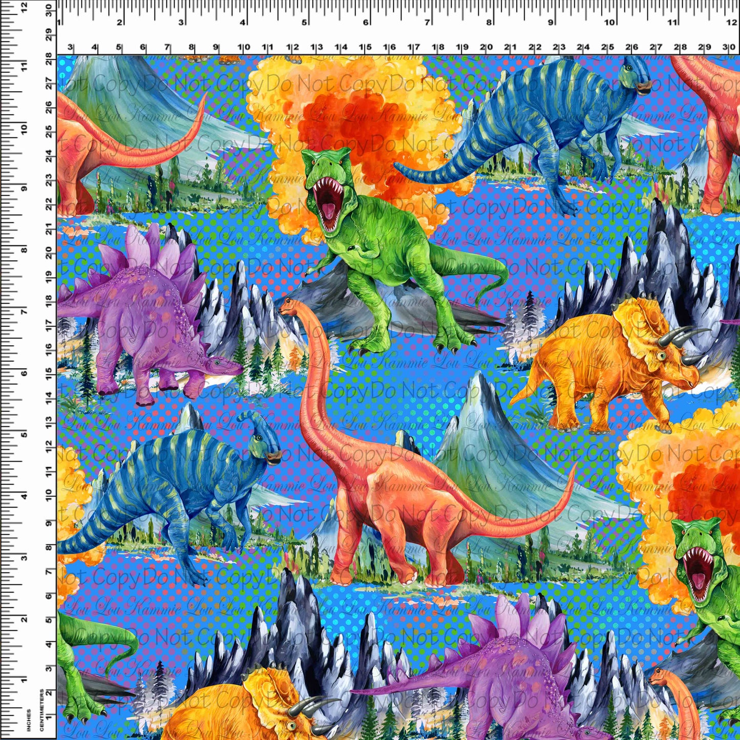R108 Prehistoric Paradise - Main Design - BLUE