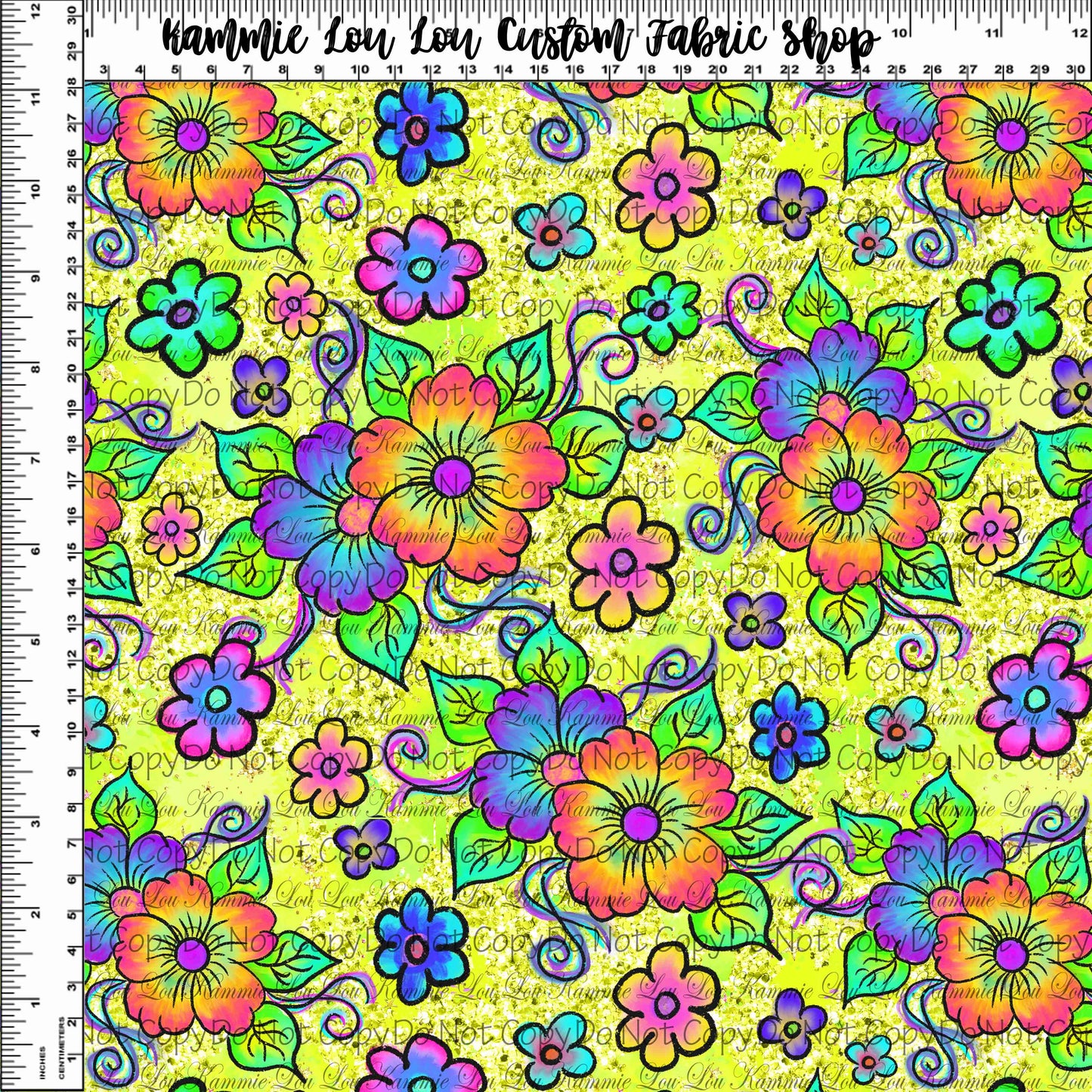 Kissed by a Frog - Floral - LIME - Regular Scale