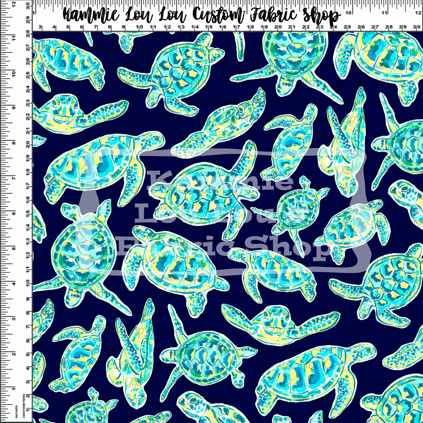 R116 Lillie 2022 - Turtles - Aqua on Navy