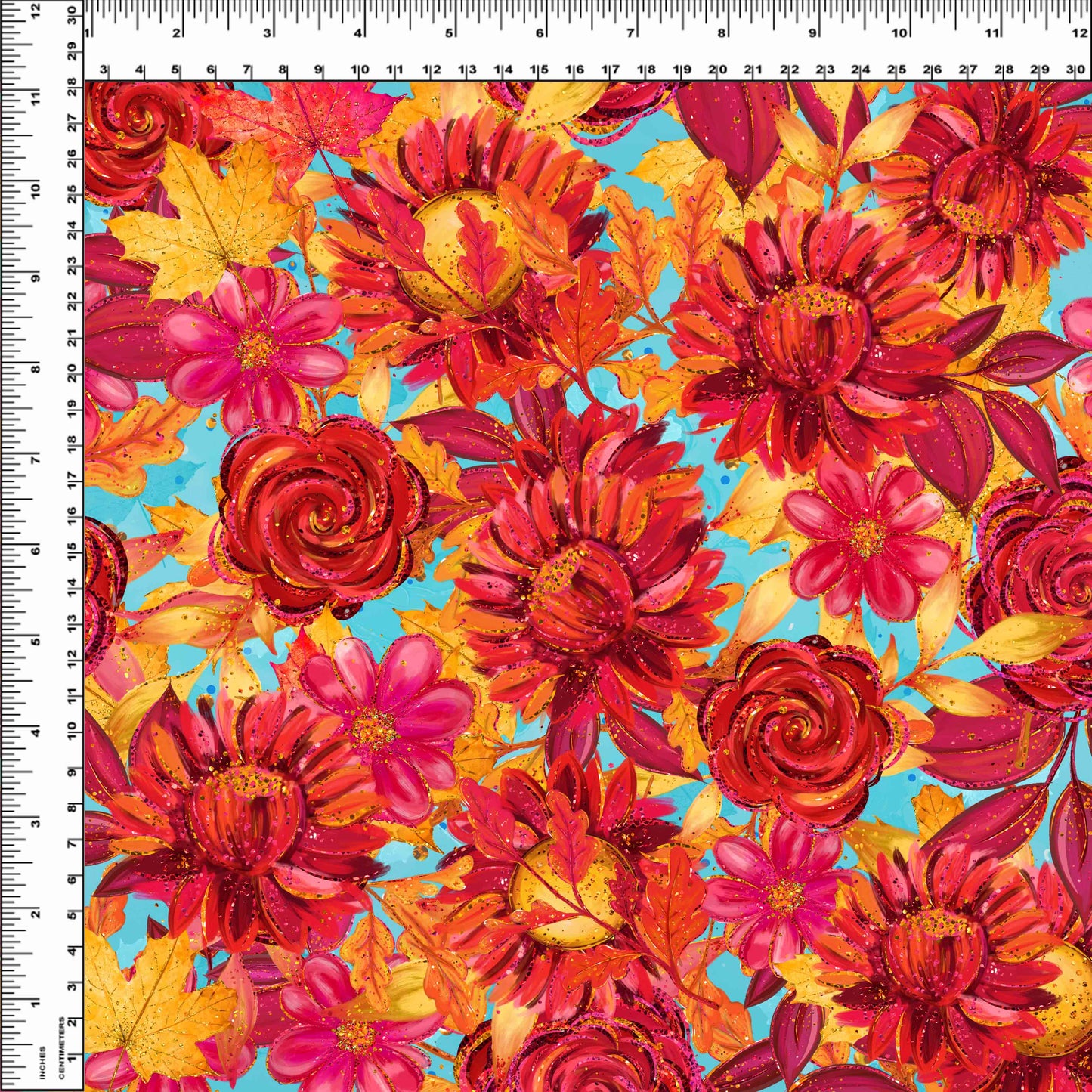 R117 Falling into Fall - Main Floral Burnt Red