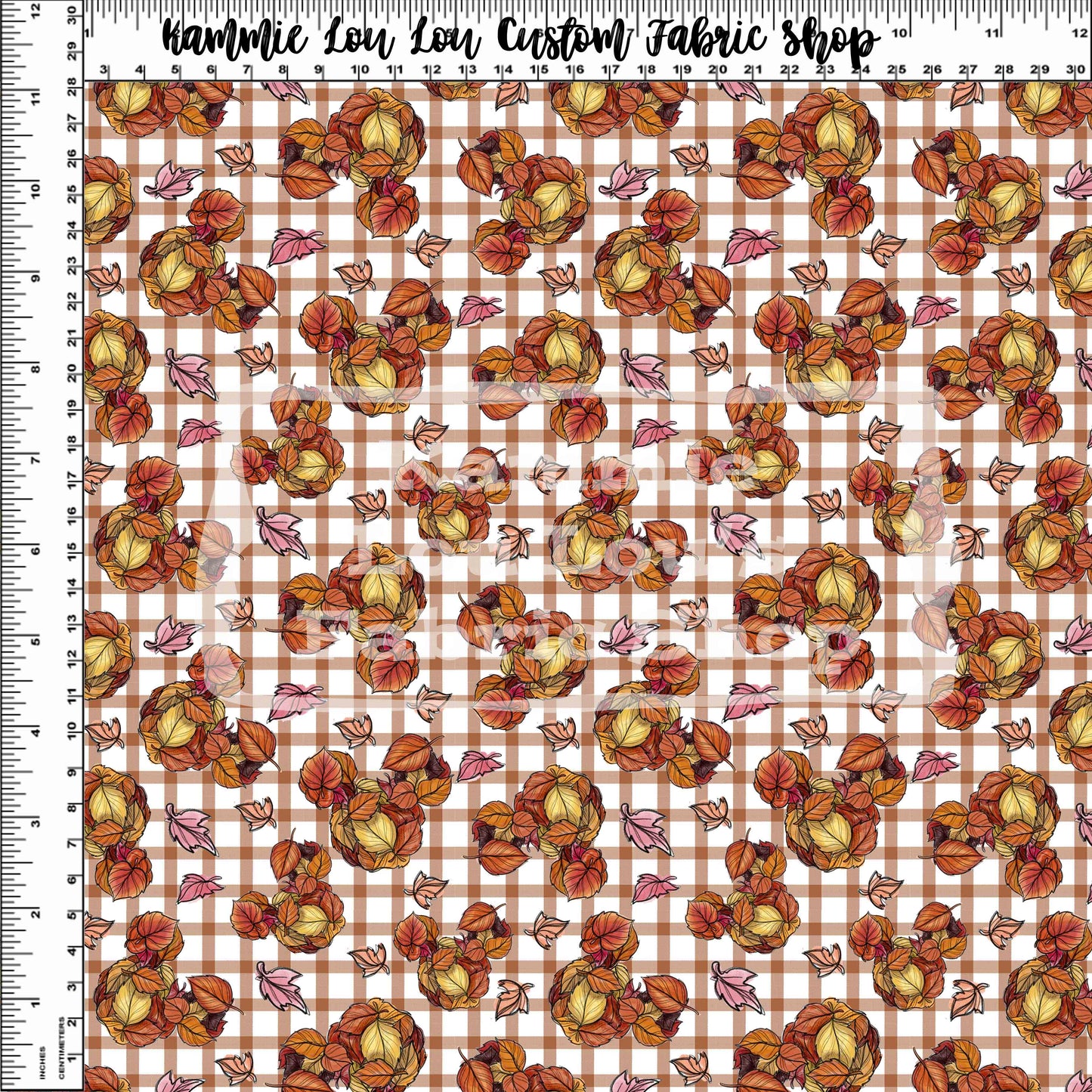 R120 Friendsgiving - Leaf Silhouettes on Plaid - Tiny Scale