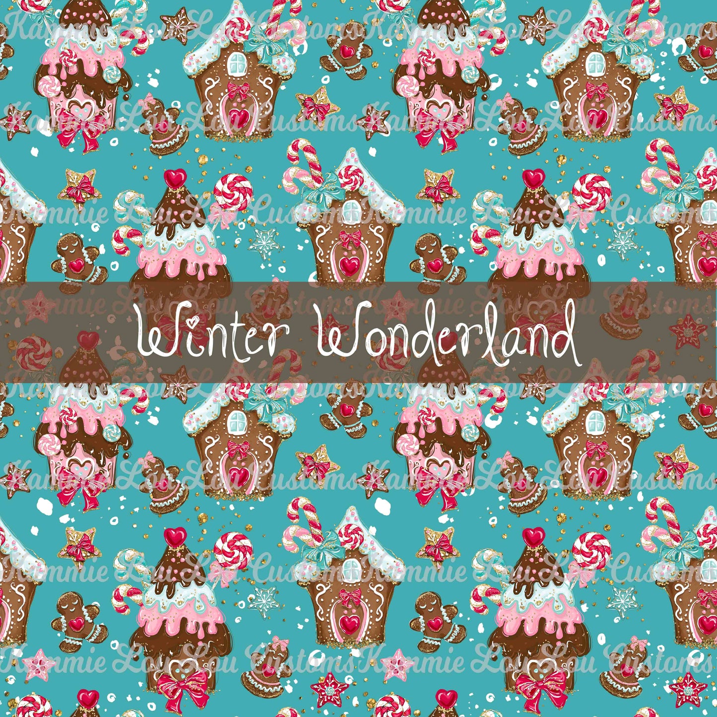 R124 Winter Wonderland - Gingerbread Houses - Teal
