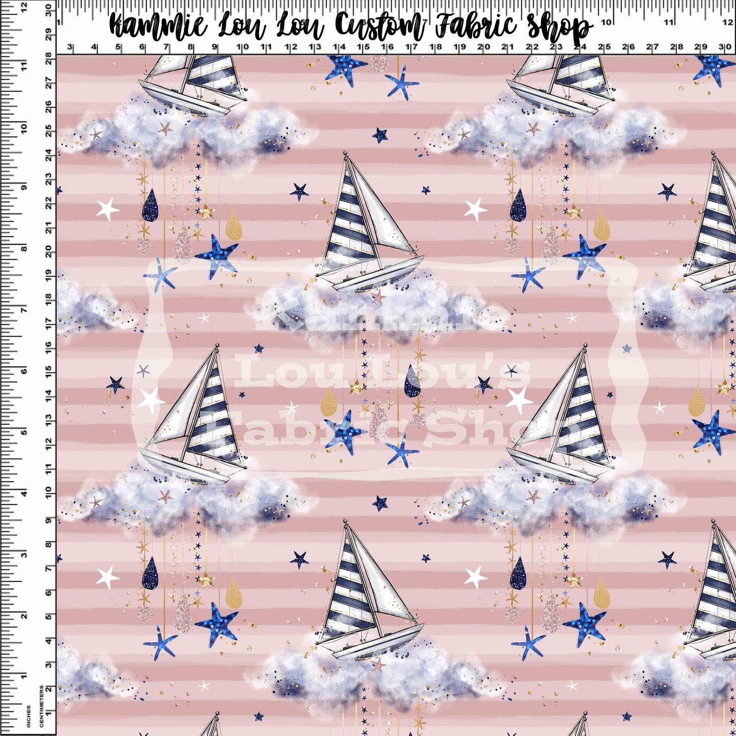 R125 Starry Seas - Pink Sailboat Stripes