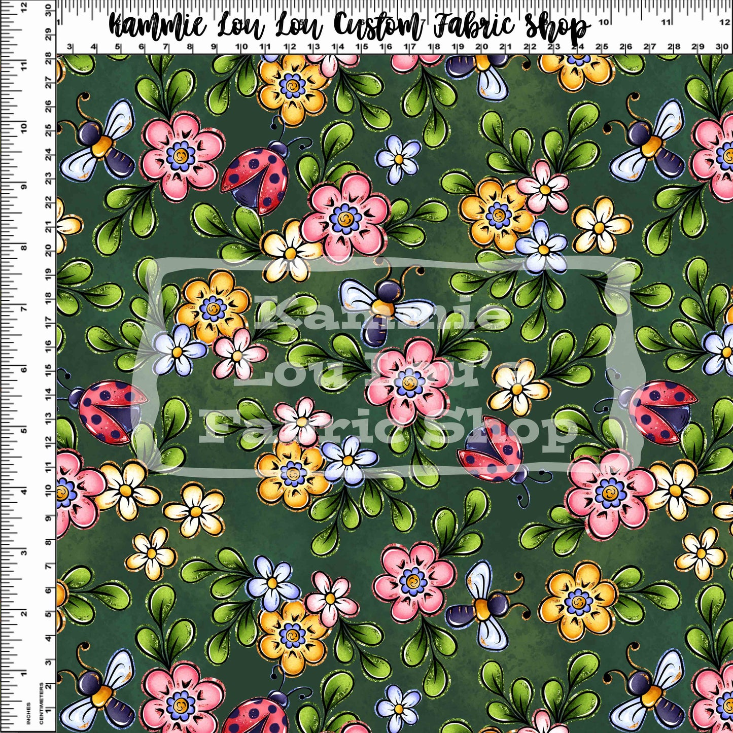 Frogs in the Garden - Green Floral