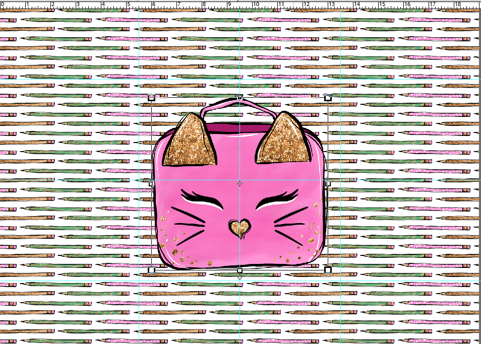 R117 : School Days - Blackboard Collection - Kitty Luncbox - PANEL