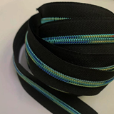 Hardware : ZIPPER - Long Chain - Black Tape with Blue Rainbow #3 or #5 (017)