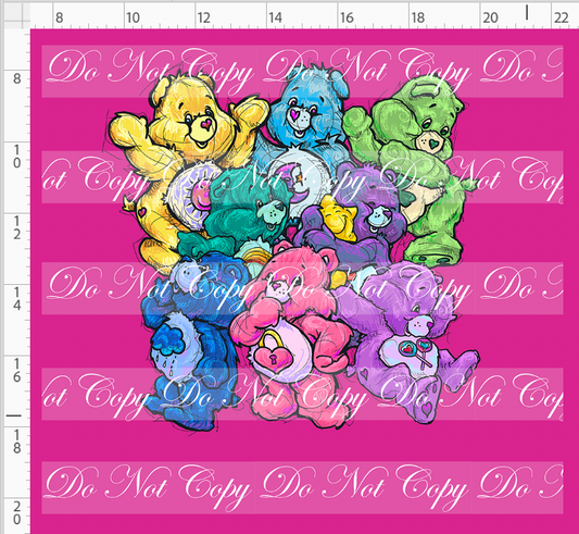80s Throwback - Colorful Bears - Pink adult panel