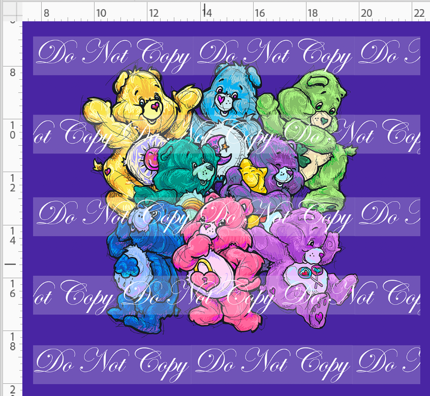 80s Throwback - Colorful Bears - Purple adult panel