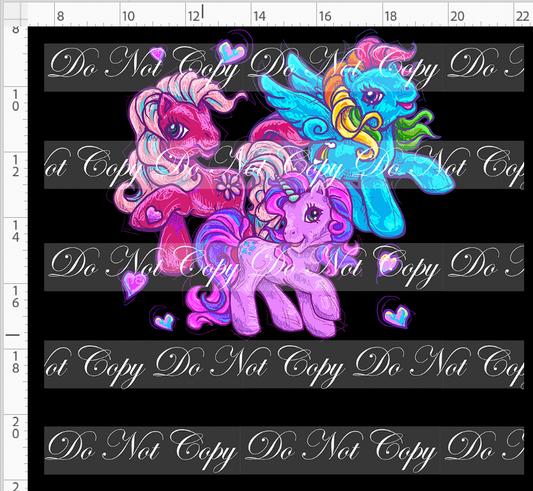 80s throwback - Ponies - Panel - Black - Adult