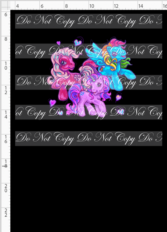 80s throwback - Ponies - Panel - Black - Child