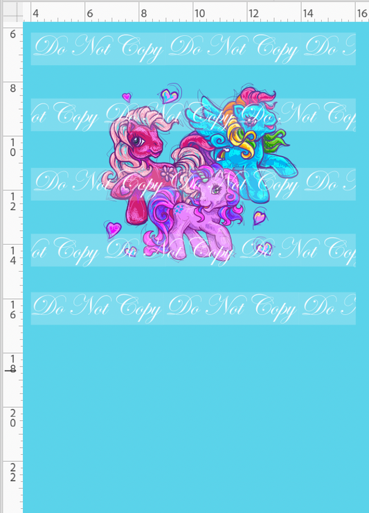 80s throwback - Ponies - Panel - Blue - Child