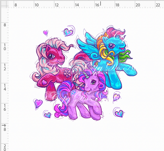 80s throwback - Ponies - Panel - White - Adult