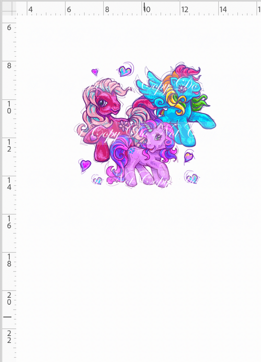 80s throwback - Ponies - Panel - White - Child