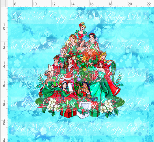 RETAIL LISTING: A Princess Christmas Story - panel - blue - princess tree - ADULT