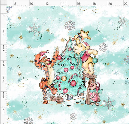 Advent Christmas Collection - panel - blue - bear crew - adult