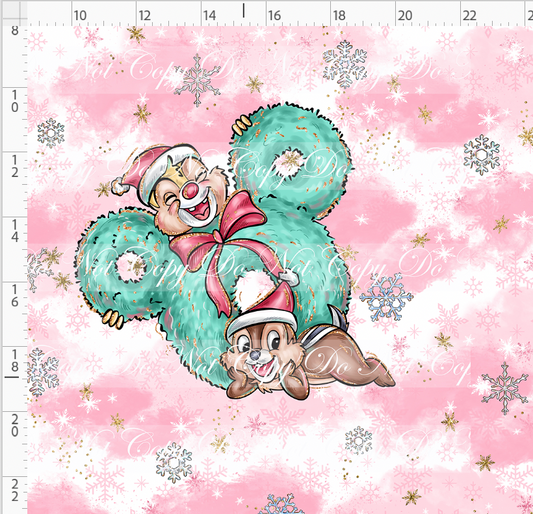 Advent Christmas Collection - panel - pink - chipmunk - adult