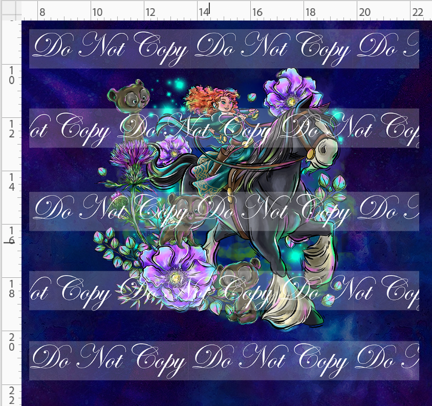 Brave at Heart - panel - navy - horse - ADULT