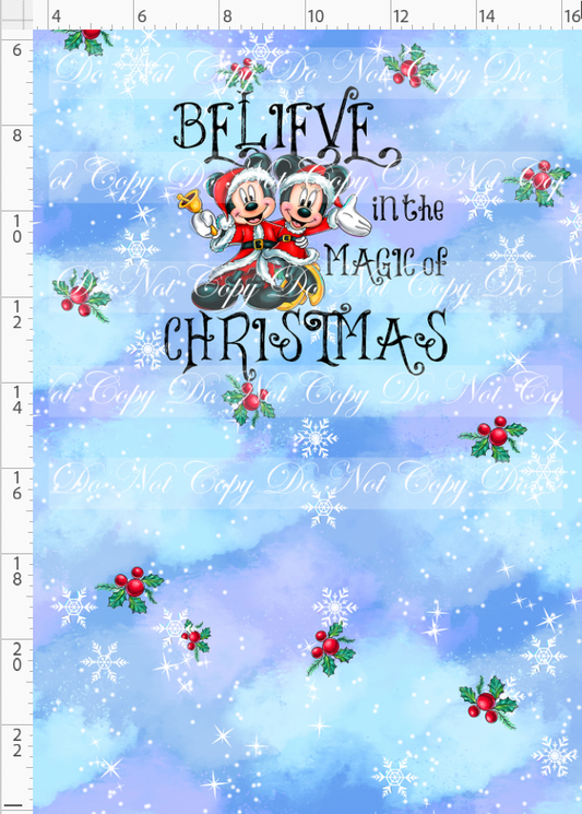 Christmas Globes - Panel - Believe - light blue - child