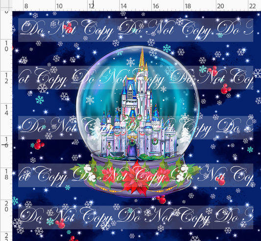 Christmas Globes - Panel - Castle Globe - Navy - adult