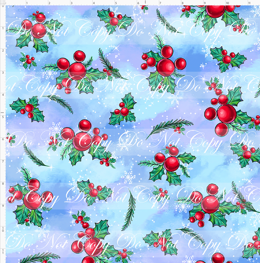 Christmas Globes - berries - light blue - regular scale