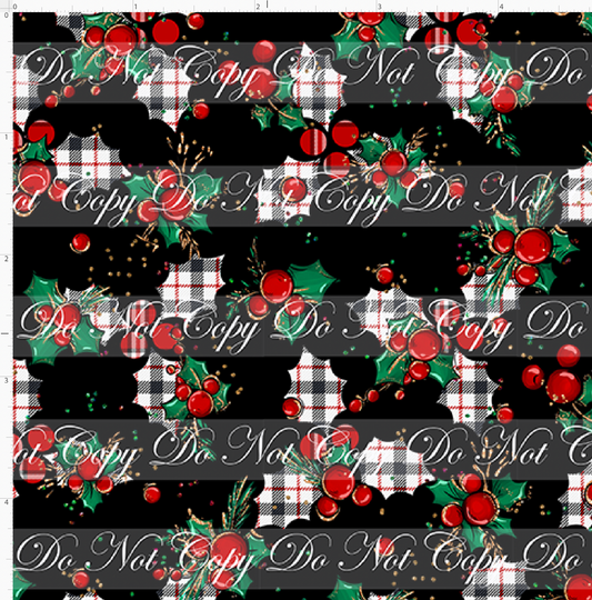 Christmas Mouse Classic - holly - black plaid - large scale