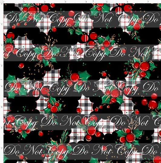 Christmas Mouse Classic - holly - black plaid - mini scale