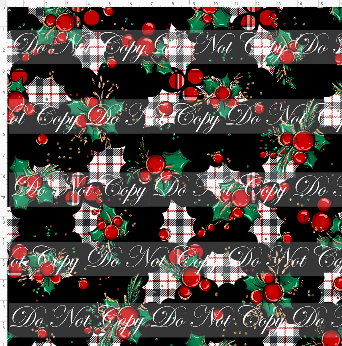 Christmas Mouse Classic - holly - black plaid - regular scale