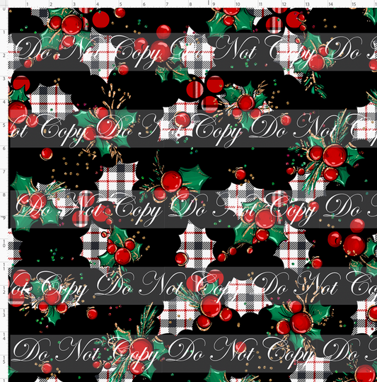 Christmas Mouse Classic - holly - black plaid - regular scale