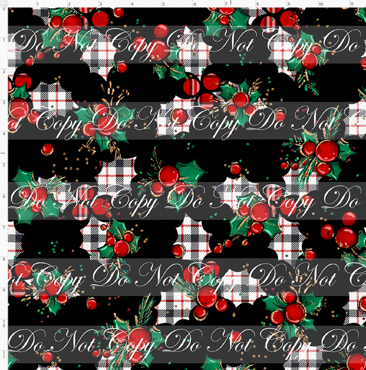 Christmas Mouse Classic - holly - black plaid - small scale