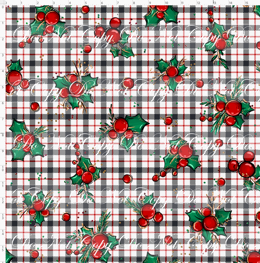 Christmas Mouse Classic - holly - plaid - large scale