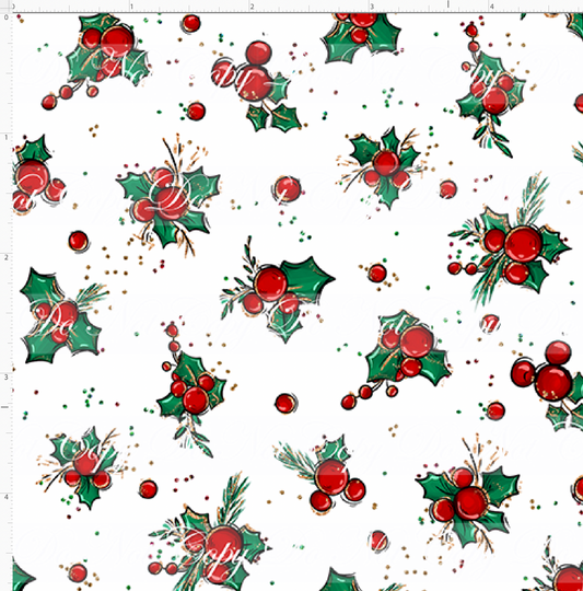 Christmas Mouse Classic - holly - white - mini scale