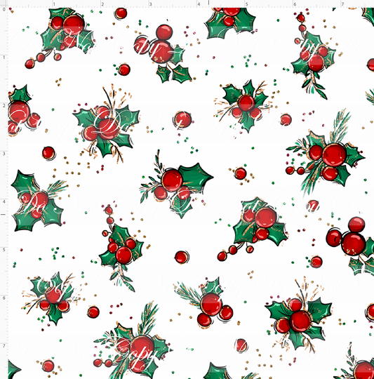 Christmas Mouse Classic - holly - white - small scale