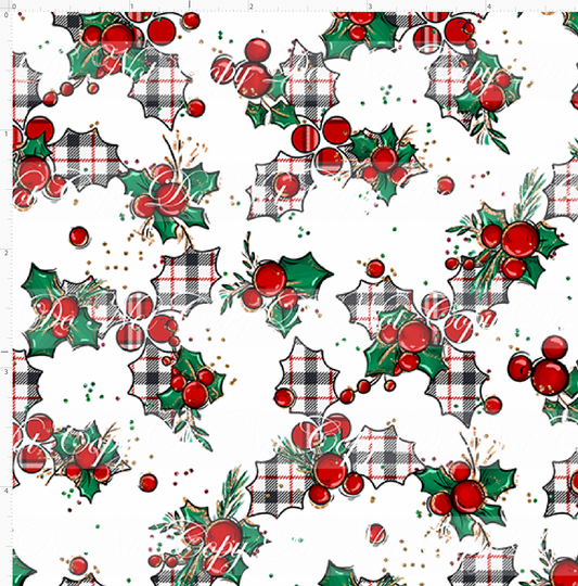Christmas Mouse Classic - holly - white large plaid - mini scale