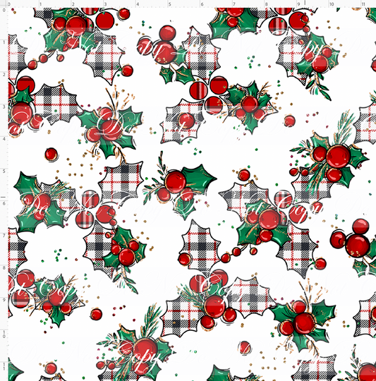 Christmas Mouse Classic - holly - white large plaid - regular scale