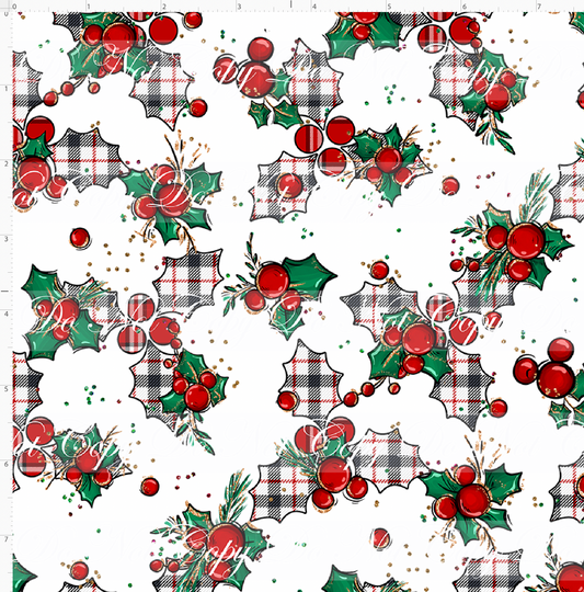 Christmas Mouse Classic - holly - white large plaid - small scale