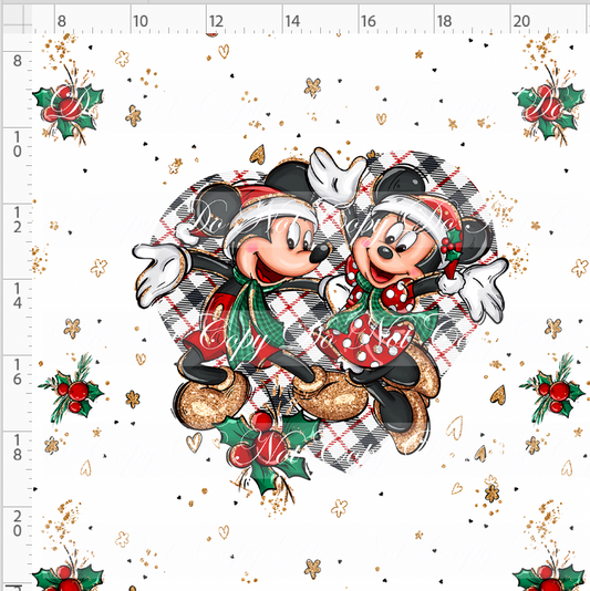 Christmas Mouse Classic - panel - plaid heart - adult
