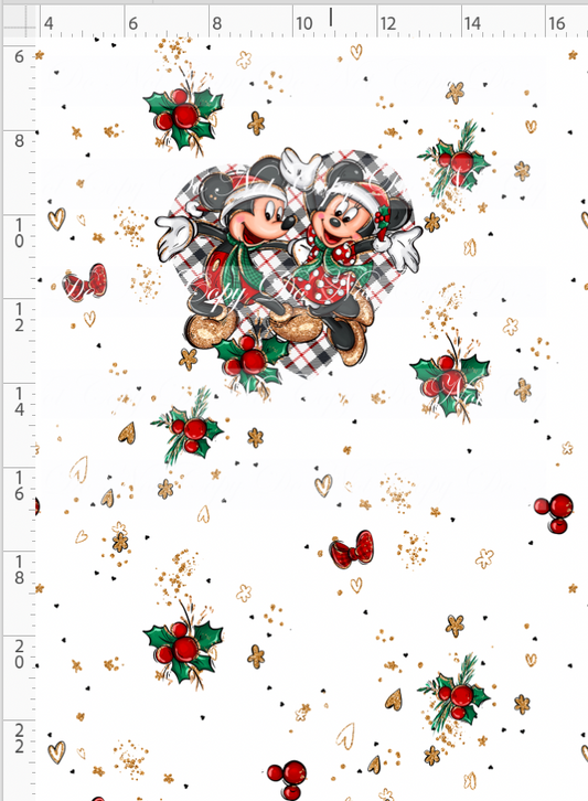 Christmas Mouse Classic - panel - plaid heart - child