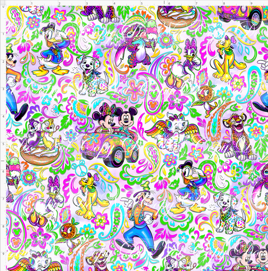 Colorful Kingdom - Paisley with charcaters - Pastel - SMALL SCALE