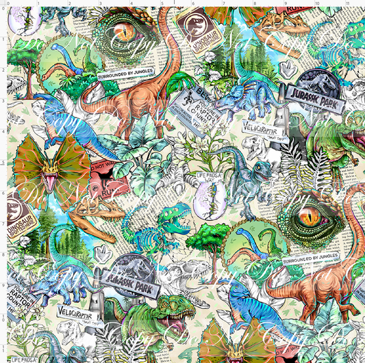 Dino Expedition - Dinos and newspaper - tan - regular scale