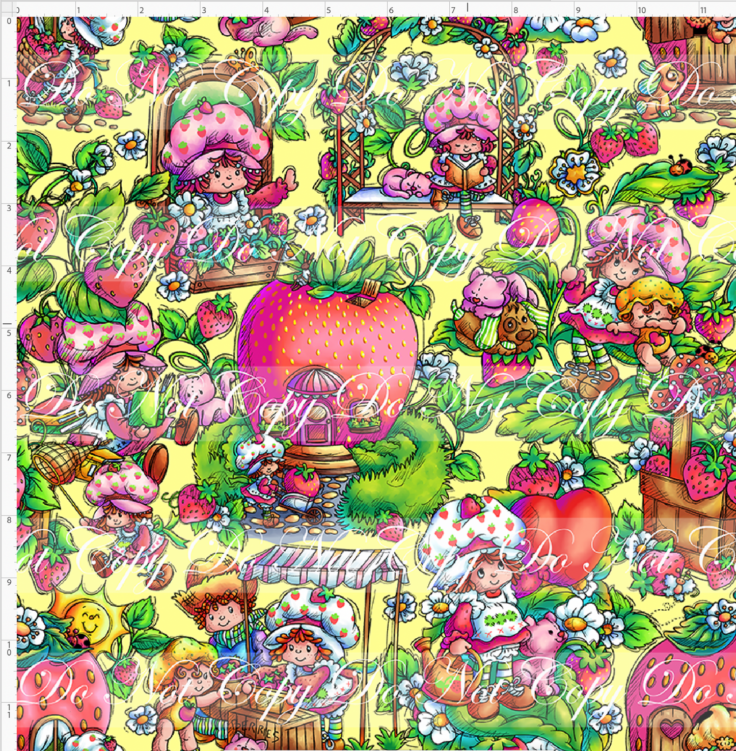 Down in the Strawberry Patch - Main Design - REGULAR SCALE - Yellow