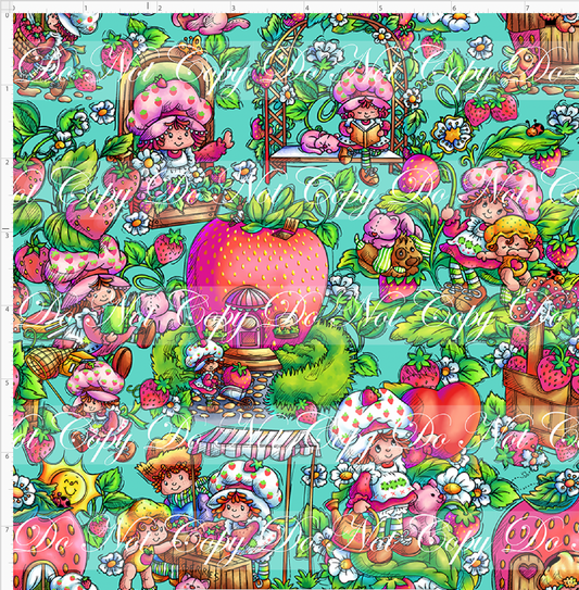 Down in the Strawberry Patch - Main Design - SMALL SCALE - Teal