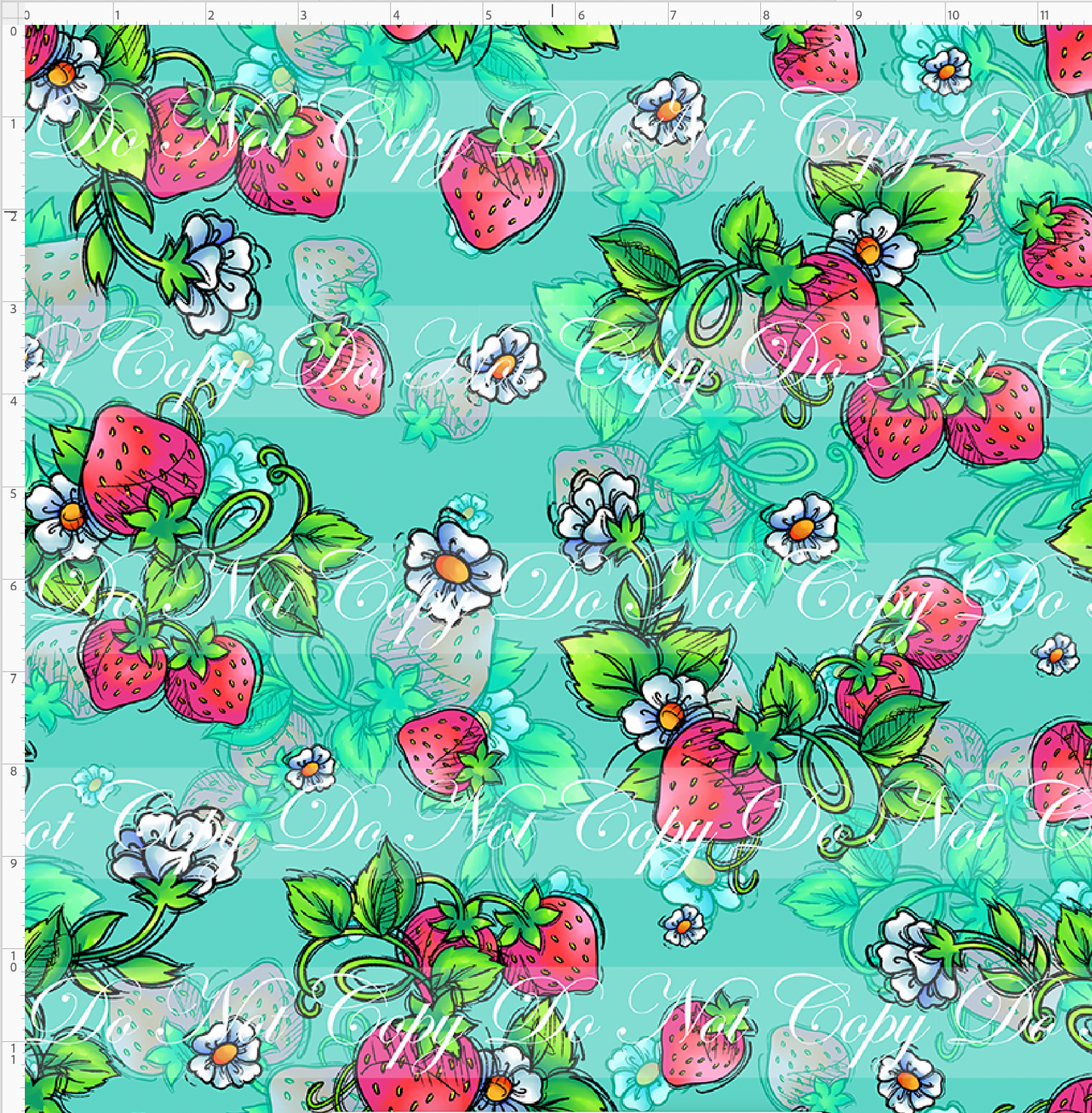 Down in the Strawberry Patch - Strawberry Toss Coordinate - Teal