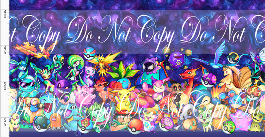 Elemental Critters - double border - navy purple background