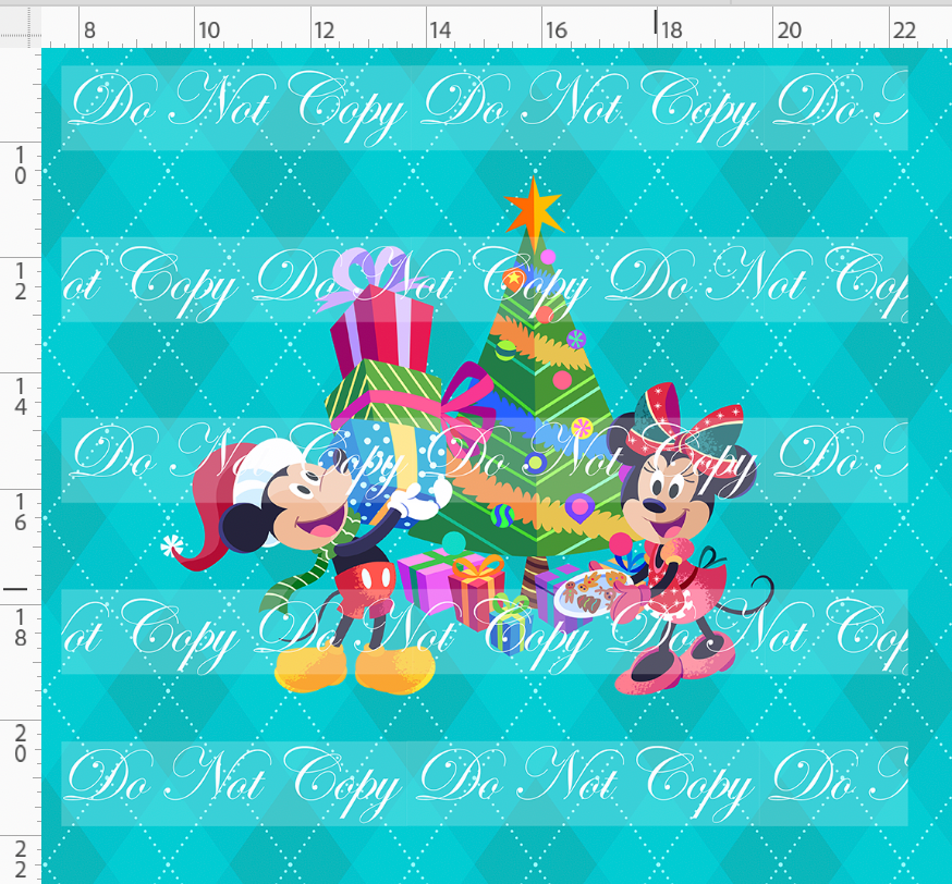 Festive Christmas-Panel-Mice-Turqoise-Adult
