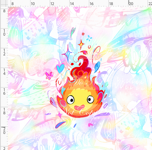 Ghibili Doodles - Panel - rainbow - Fire - ADULT
