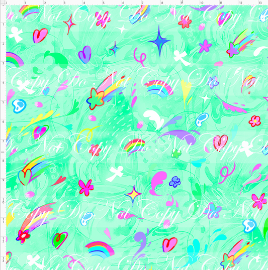 Ghibili Doodles - coordinate - mint