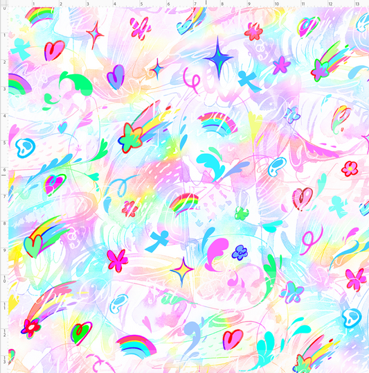 Ghibili Doodles - coordinate - rainbow