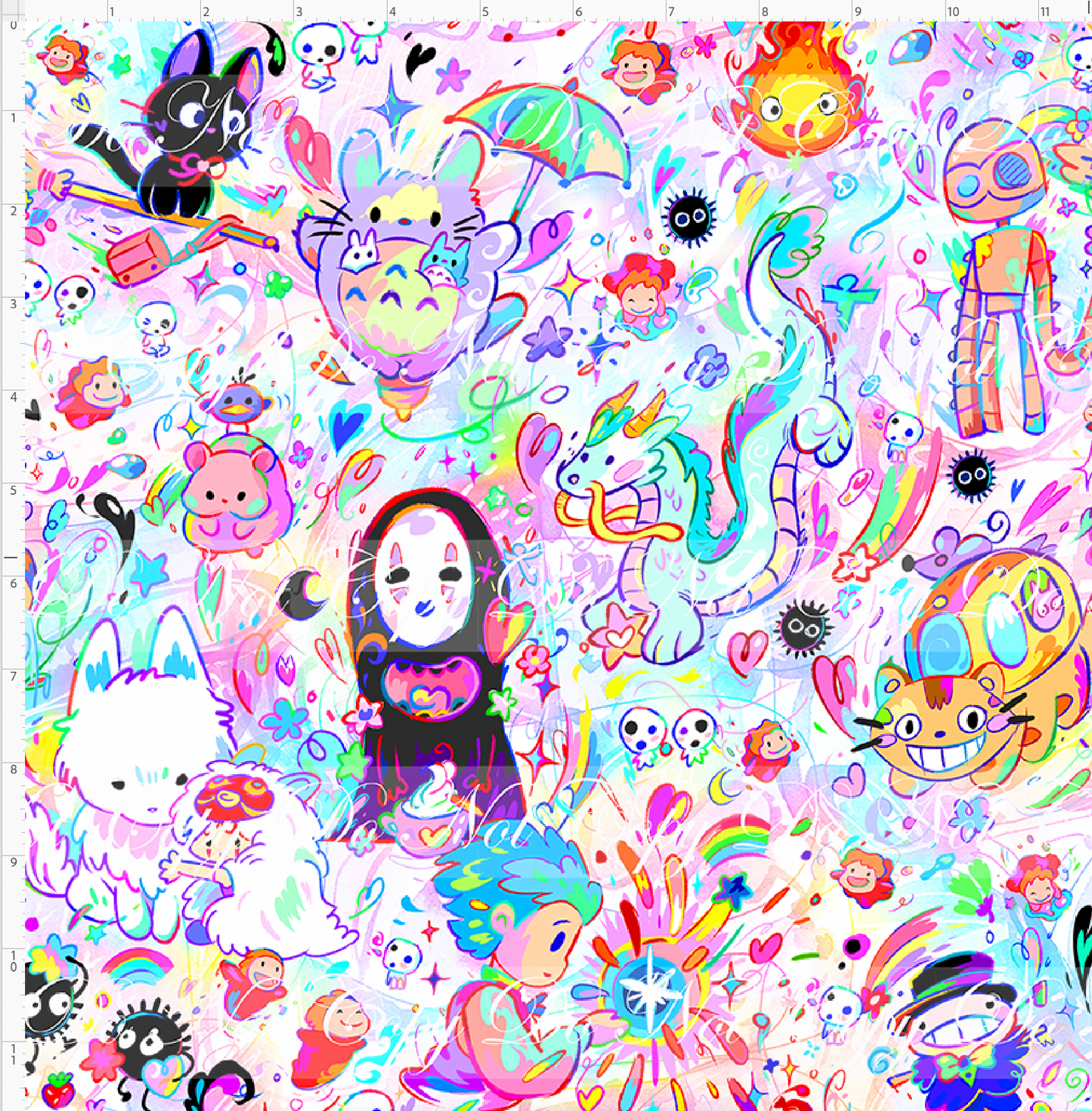 Ghibili Doodles - main - rainbow - REGULAR SCALE