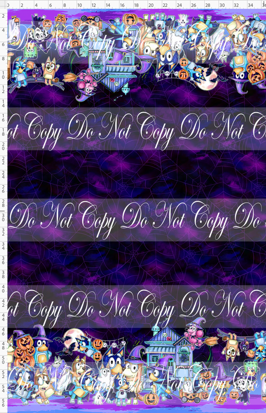 Halloween Heelers-double border-blue purple